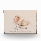 シンプルベビーモダン誕生の統計と写真生まれたばかりの フォトブロック (正面)