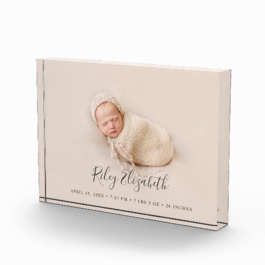 シンプルベビーモダン誕生の統計と写真生まれたばかりの フォトブロック (右)