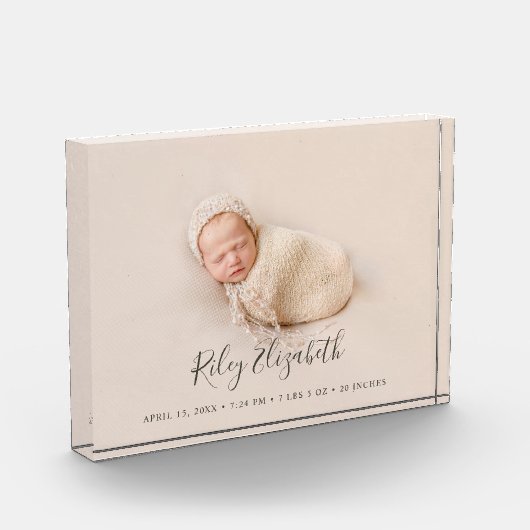 シンプルベビーモダン誕生の統計と写真生まれたばかりの フォトブロック (左)