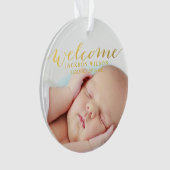 シンプルベビーモダン誕生写真のお知らせ オーナメント (正面)