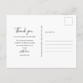 シンプルベビー写真ありがとうありがとうスクリプエレガントト誕生 案内ポストカード (裏面)