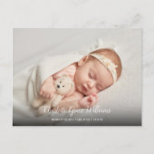 シンプルベビー写真ありがとうありがとうスクリプエレガントト誕生 案内ポストカード (正面)