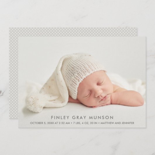 シンプルベビー写真の誕生のお知らせ (正面/裏面)