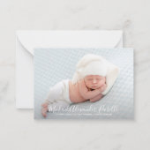 シンプルベビー写真の誕生発表 ノートカード (正面)
