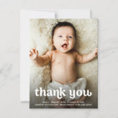 シンプルベビー写真モダンタイポグラフィ感謝していユー マグネット招待状 (正面)