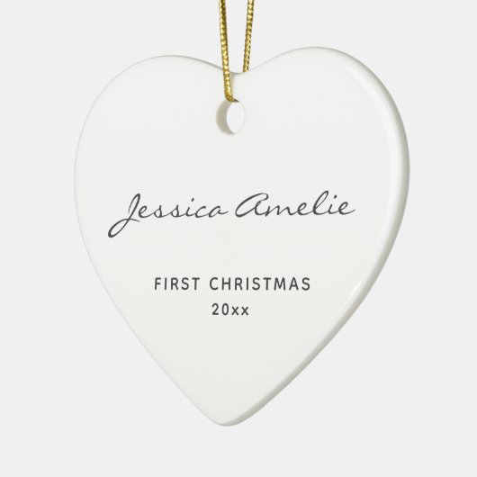 シンプルベビー初めてのクリスマス2020 パーソナライズされた セラミックオーナメント (左)