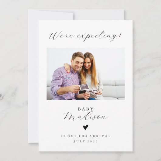 シンプルベビー発表カードを予定 招待状 (正面)