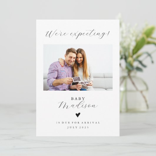 シンプルベビー発表カードを予定 招待状 (スタンド正面)