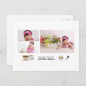 シンプルベビー統計フォトコラージュの発表 ポストカード (正面/裏面)