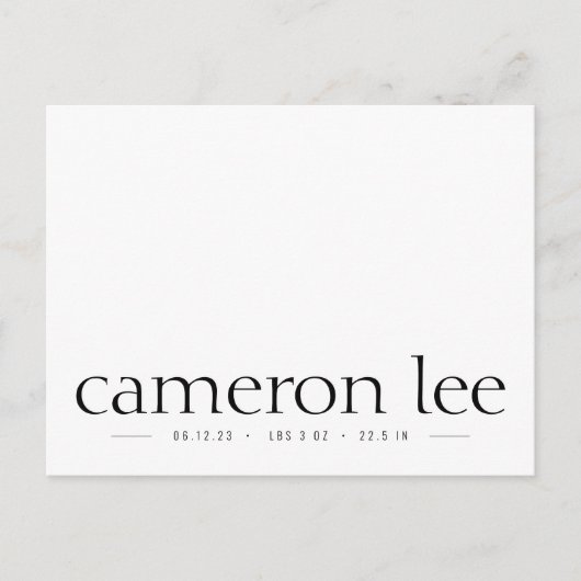 シンプルベビー誕生写真発表葉書 シーズンポストカード (正面)