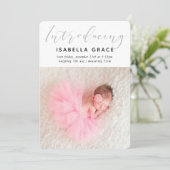 シンプルベビーPHOTOモダン紹介ガールピンク 案内状 (スタンド正面)
