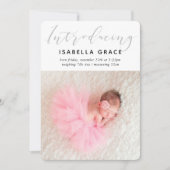 シンプルベビーPHOTOモダン紹介ガールピンク 案内状 (正面)