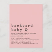 シンプルベビーQ BBQシャワーピンク招待状 ポストカード (正面)