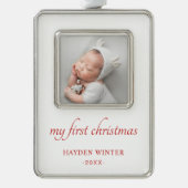 シンプルベビーRedミニマル シルバープレートフレームオーナメント (正面)