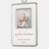 シンプルベビーRedミニマル シルバープレートフレームオーナメント (左)