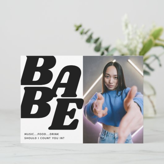 シンプルベベティーンエイジガールバースデーパーティー 招待状 (スタンド正面)