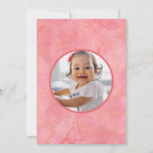 シンプルベリーファーストピンク誕生日フォトストロベリー サンキューカード (正面)