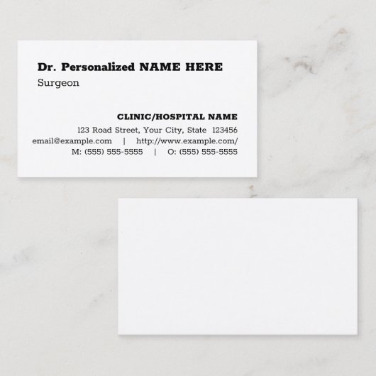 シンプルベーシックおよびミニマリスト 名刺 (正面/裏面)