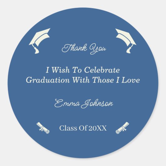 シンプルベージュとブルーカスタマイズ卒業 ラウンドシール (正面)