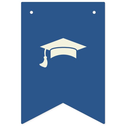 シンプルベージュと青のカスタマイズ可能な卒業 バンティングフラッグ (第1の旗)