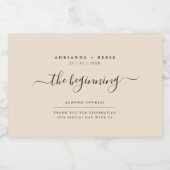 シンプルベージュエレガントとブラック結婚式の引き出物ラベル フードラベル (シングルラベル)