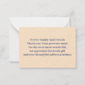 シンプルベージュカスタマイズ結婚さん ノートカード (裏面)