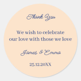 シンプルベージュカスタムウェディング ラウンドシール
