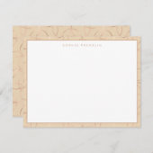 シンプルベージュスタイリッシュと金ゴールド円のパターン名 ノートカード (正面/裏面)