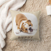 シンプルベージュドッグペットの子犬の名前と写真 クッション (ブランケット)