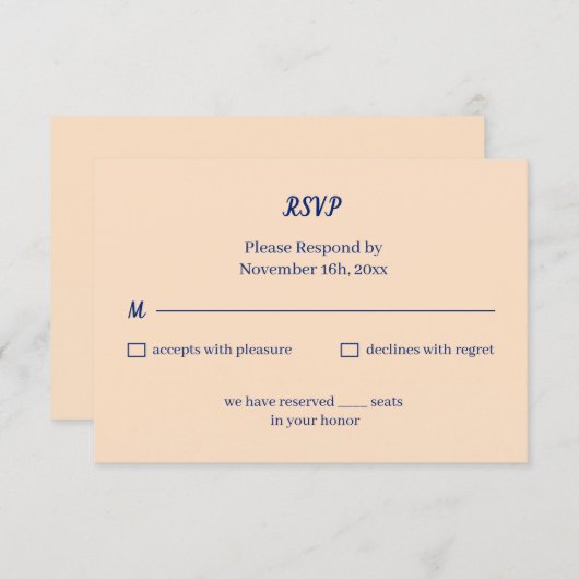 シンプルベージュパーソナライズされた結婚ズ 出欠カード (正面/裏面)