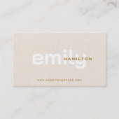 シンプルベージュミニマルリネンホワイトブラウンタイポグラフィ 名刺 (正面)