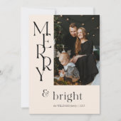 シンプルベージュメリータイポグラフィワイルドフラワークリスマス シーズンカード (正面)