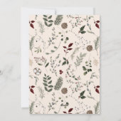 シンプルベージュメリータイポグラフィワイルドフラワークリスマス シーズンカード (裏面)