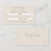 シンプルベージュリネンエレガントスクリプトアポイントメント 予約カード (正面/裏面)