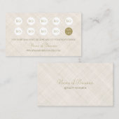 シンプルベージュリネンエレガント金ゴールドスクリプトロイヤリティ ロイヤリティカード (正面/裏面)