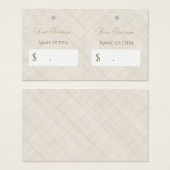 シンプルベージュリネンDIYリテールブティックハングタグ (正面&裏面)