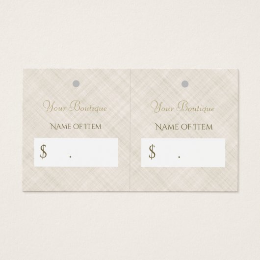 シンプルベージュリネンDIYリテールブティックハングタグ (正面)