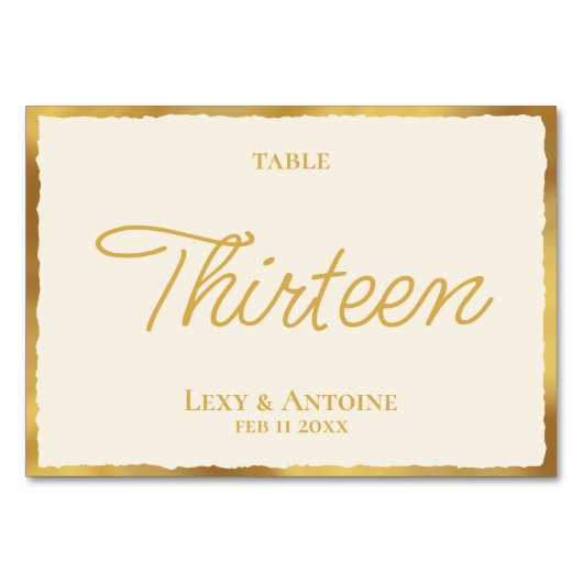 シンプルベージュ色エレガントラックス金ゴールドエッジ テーブルナンバー (裏面)