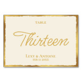 シンプルベージュ色エレガントラックス金ゴールドエッジ テーブルナンバー (正面)