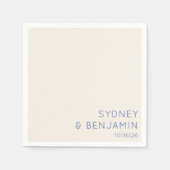 シンプルベージュ色モダンブルーミニマルカスタムウェディング スタンダードカクテルナプキン (正面)