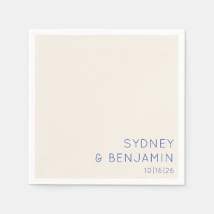 シンプルベージュ色モダンブルーミニマルカスタムウェディング スタンダードカクテルナプキン