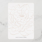 シンプルベージュ、水彩牡丹ロセゴルモダンド 箔招待状 (裏面)