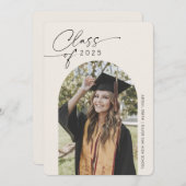 シンプルベージュ、美しいアーチ写真の卒業 案内状 (正面/裏面)