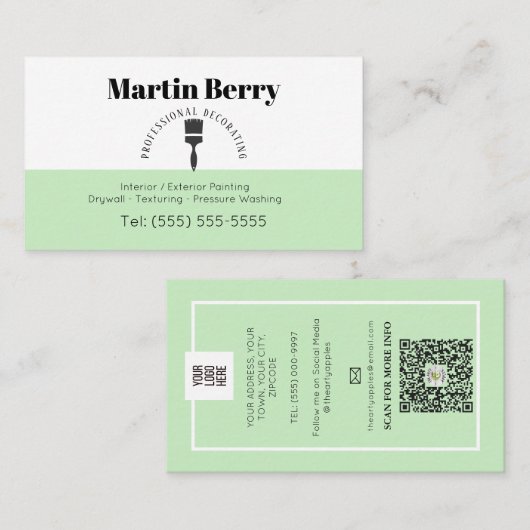 シンプルペインターブラシのデコレータ内装 名刺 (正面/裏面)