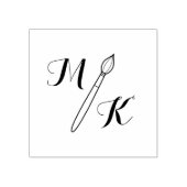 シンプルペイントブラシモノグラムイニシャル ラバースタンプ (インプリント)