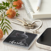 シンプルペットの写真猫の名前 キーホルダー (正面右)