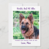 シンプルペットシッターカスタムドッグパピーフォトサンキュー カード (正面)