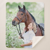 シンプルペット写真パーソナライズされた写真馬好き シェルパブランケット (正面)