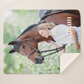 シンプルペット写真パーソナライズされた写真馬好き シェルパブランケット (正面(横))