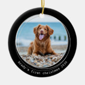シンプルペット写真パーソナライズされた犬好きクリスマス セラミックオーナメント (正面)